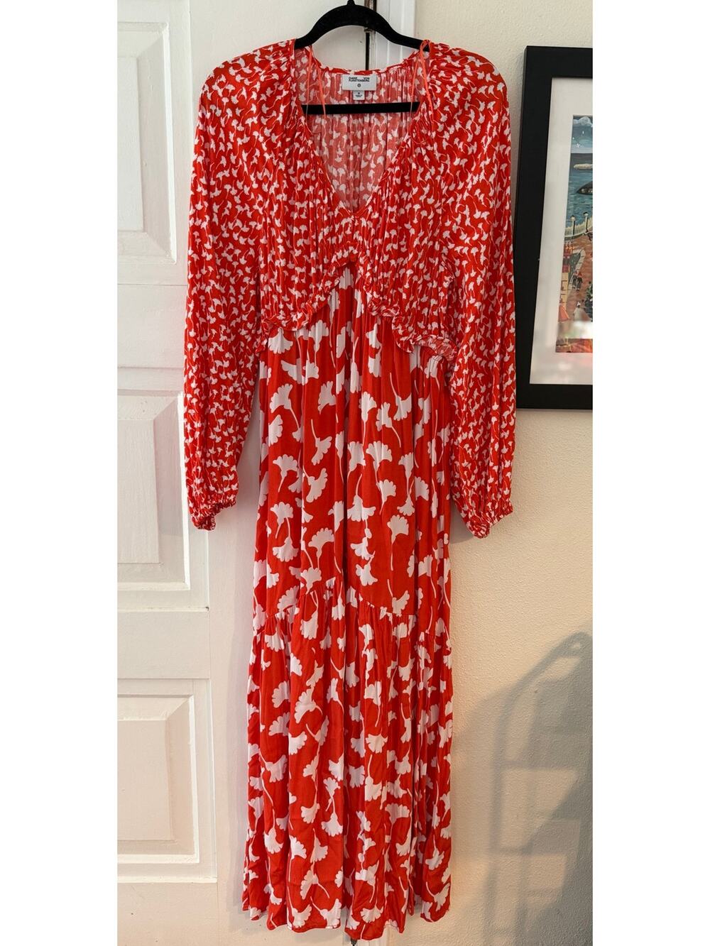 Diane Von Furstenberg X Target Ginkgo Cherry Tomato Maxi Dress size M